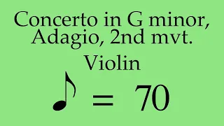 Suzuki Violin Book 5 | Concerto in G minor, Adagio, 2nd mvt. | Piano Accompaniment | 70 BPM