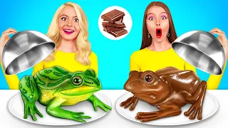 Desafio: Chocolate vs Comida de Verdade | Comer 1 vs 100 Camadas em 24 Horas por X-Challenge