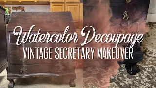 Painting Decoupage Paper | Vintage Secretary Makeover | Elegant Upgrades