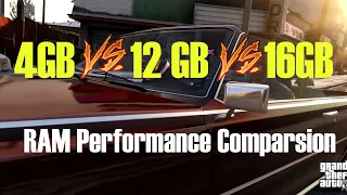 GTA V Gaming Performance 4GB VS 12GB VS 16GB RAM