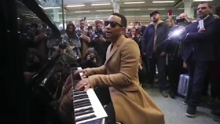 #blackpoptv John Legend Surprises all in London ST PANCRAS station