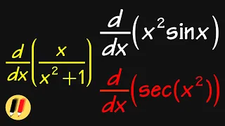 Power rule, quotient rule, & chain rule for derivative in 1 minute!