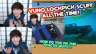 I can't get out! Yuno got nice DOUBLE-DROP GETAWAY but everytime he lockpicks car IT GETS SCUFFED!