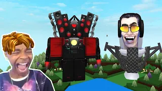 Roblox BUILD A BOAT Funny Moments Memes (TITAN SPEAKERMAN VS UPGRADED SKIBDI TOILET)