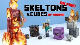 Minecraft Jazwares Series 4 Skeleton on Fire & Magma Cube & Shulker & Steve with Arrows