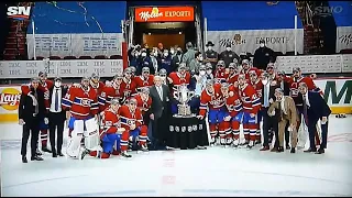 Montreal Canadiens accept the Clarence Campbell Bowl for the 1st time after beating Golden Knights