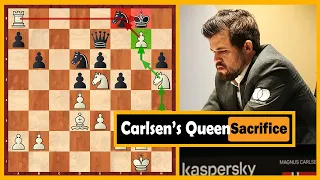 Chess Game; Magnus Carlsen Makes A Positional Queen Sacrifice