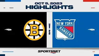 NHL Pre-Season Highlights | Bruins vs. Rangers - October 5, 2023