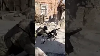 Chechen army use a Soviet 30-mm automatic grenade launcher on the AGS-17 Flame machine in Mariupol