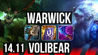 WARWICK vs VOLIBEAR (TOP) | Rank 7 Warwick, 7/1/3, 6 solo kills, Godlike | EUW Grandmaster | 14.11