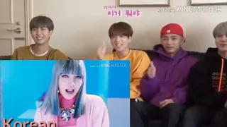 BTS reaction to Jennie and Lisa rap korean and English ( Fanmade)