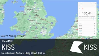 [Tropo FM DX] 106.40MHz KISS in Suffolk, UK from Nottingham, UK
