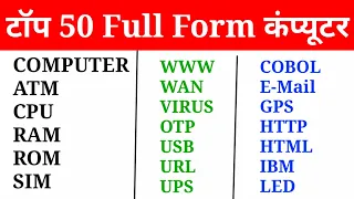 कंप्यूटर से संबंधित 50 महत्वपूर्ण Full Form | Computer Related full form | RRB NTPC, D, SSC| Gktrack