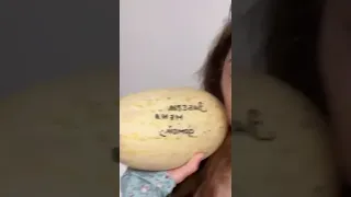 Женя Медведева и Дыня. Evgenia Medvedeva and a melon. 😐 It says "Take me with u" ❤️