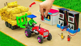 Diy tractor making Heavy truck to transport full of straw | Diy mini pertrol pump | @Sunfarming