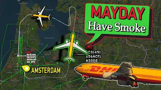 SMOKE WARNING ONBOARD | DHL A300 Returns to Amsterdam