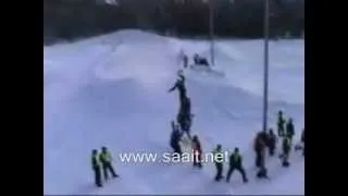 жесть! авария во время гонки на снегоходах
