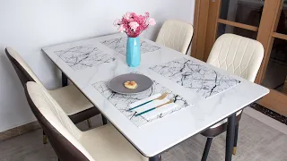 #simpletome Leather #Placemats Marble Table Mats Double Layer Easy Wiping Cleaning Set of 4 for home