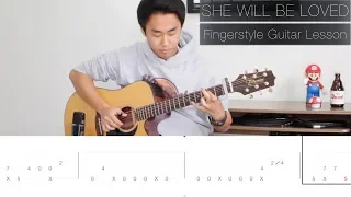 (Maroon 5) She Will Be Loved  - Fingerstyle Guitar Lesson (FREE TABS Tutorial) - Rodrigo Yukio