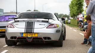 Mercedes-Benz SLS AMG w/ Akrapovic Exhaust - LOUD Accelerations & Racing on Track !