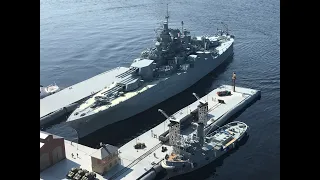 12ft (4m) RC USS Tennessee with her Tug, Dock and sinking River Burnett movie 2
