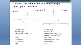 Mocninná funkce (grafy, vlastnosti, sudý lichý exponent)