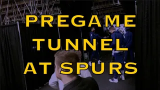 KD (Durant) shows up to tunnel huddle late, pregame Warriors (47-21) before Spurs