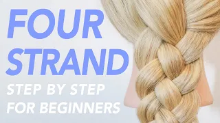 How To 4 Strand Flat Braid Step by Step For Beginners - Simple & Beautiful Braided Hairstyle