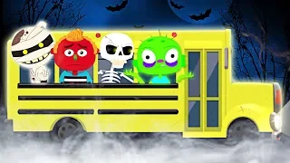 Midnight Adventure with Wheels On the Bus | Funny Creatures On a Spooky Bus Ride Rhymes Song