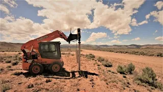 Building fence with Skid Steer Montana Post Driver