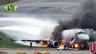 Tense Seconds of Russian Plane Burns during Emergency Landing