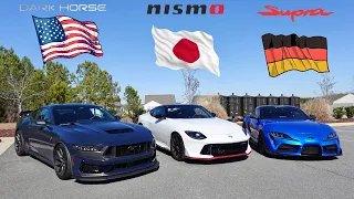 2024 Nissan Z Nismo vs Ford Mustang Darkhorse vs Toyota GR Supra