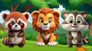 Cute little animals - Red panda, Raccoon, Lion, Skunk, Anteater - Familiar animals
