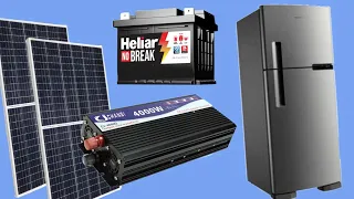 Liguei minha GELADEIRA com apenas 2 PLACAS SOLAR de 150w