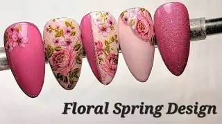 NAIL ART: Spring Floral Gel Nail Design - Stamping & Full Cover Foil Application
