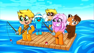 5 AMIGOS EM UM RAFT NO MEIO DO OCEANO NO MINECRAFT