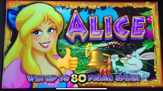 Alice slot machine $1.20 bonus..60 total prime spins💪