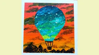 Easy Acrylic art | Hot air balloon| #shorts
