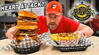 Pav's "Heart Attack" Quadruple Burger Challenge w/ Extra Greek Gyro!!