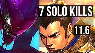 KHA'ZIX vs XIN ZHAO (JUNGLE) | 7 solo kills, 1300+ games, Legendary, 16/3/2 | KR Master | v11.6