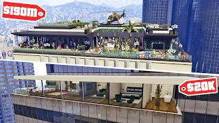 قراند 5 : شقة 20 ألف دولار ضد شقة 190 مليون دولار | GTA V Low Penthouse vs High End Penthouse