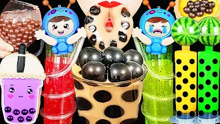 ASMR RAINBOW DRINKS *VAMPIRE BOBA TEA, BOBA JELLY, CANDY, FROG EGGS, DRINKING SOUNDS 신기한물먹방 MUKBANG