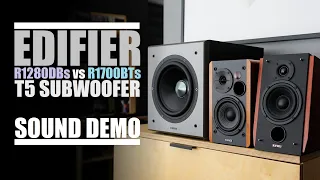 Edifier R1280DBs + T5 sub vs Edifier R1700BTs + T5 sub ||  Sound Comparison