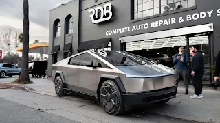 CYBERTRUCK SHUTS DOWN SUNSET BLVD + LOUD FERRARI EXHAUST & CUSTOM 2024 RANGE ROVER!!!