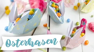 Origami Osterhase/ Osterkörbchen falten/ Anleitung für Osterhasenkorb für Ostern basteln | TRYTRYTRY