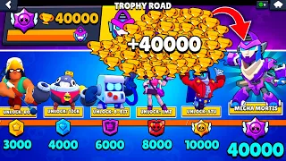NONSTOP to 40000 TROPHIES Without Collecting TROPHY ROAD + New Skin MECHA MORTIS😱 - Brawl Stars