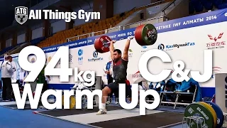 94kg Warm Up Area Clean and Jerk Almaty 2014 World Weightlifting Championships