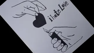 love💘 heart with lighter tattoo  drawing || love heart is pain