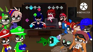 smg4 crew react to Mario exe vs Sonic exe gacha club