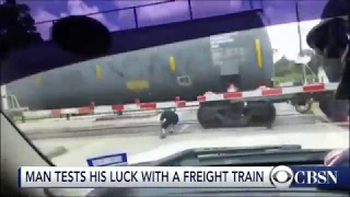 MAN ROLLS UNDER MOVING FREIGHT TRAIN #FortniteTom